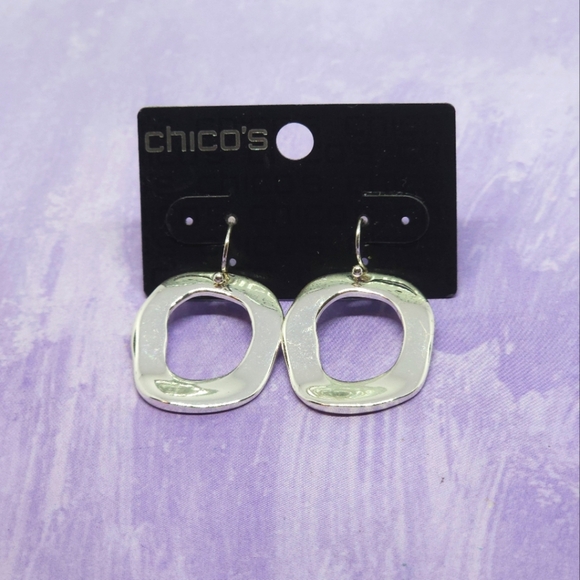 Chico's Silver Tone Round Drop Earrings - Picture 1 of 4